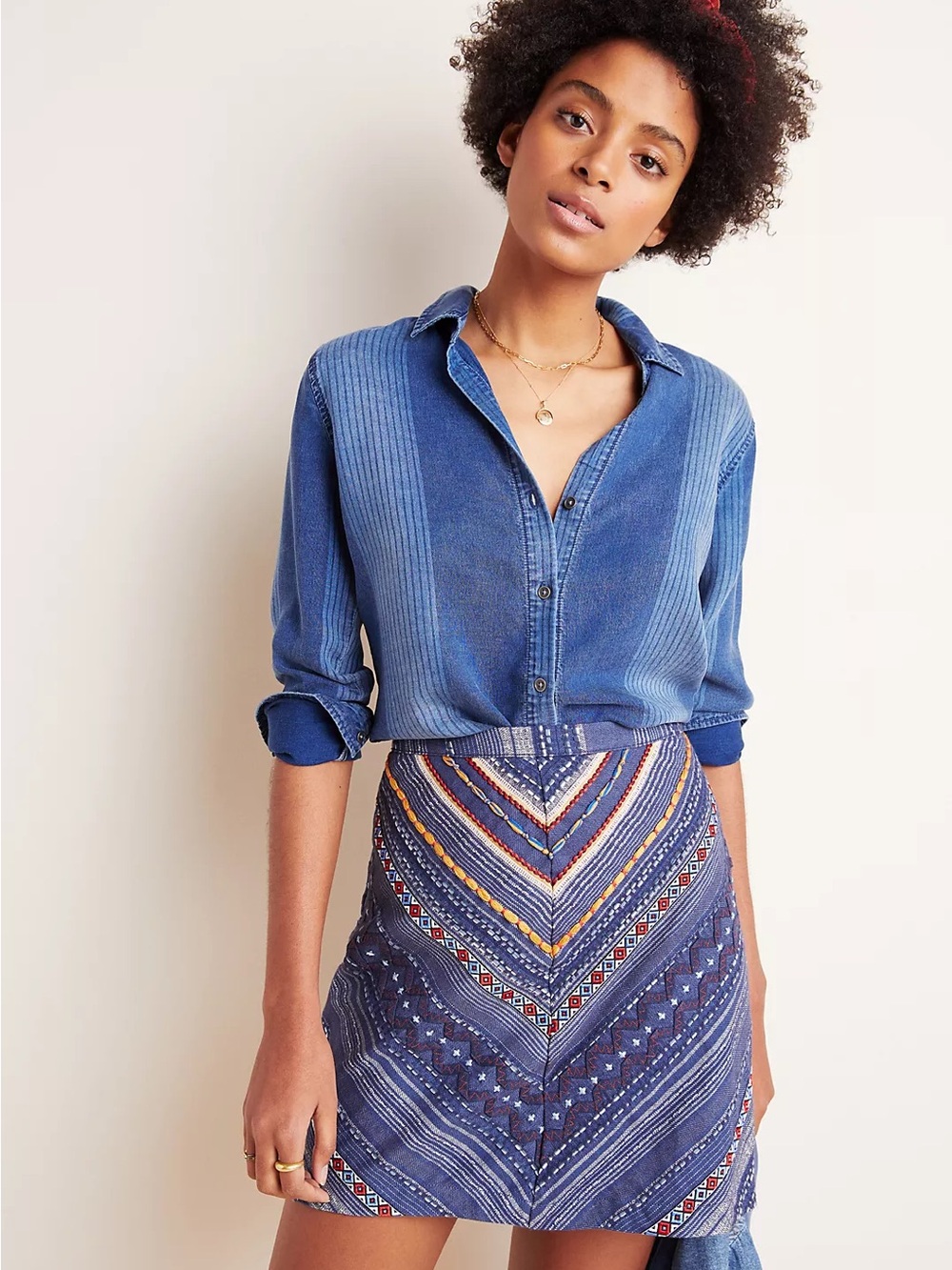 NWT Maeve by Anthropologie Navy Multi-Colored Skirt, Size 4